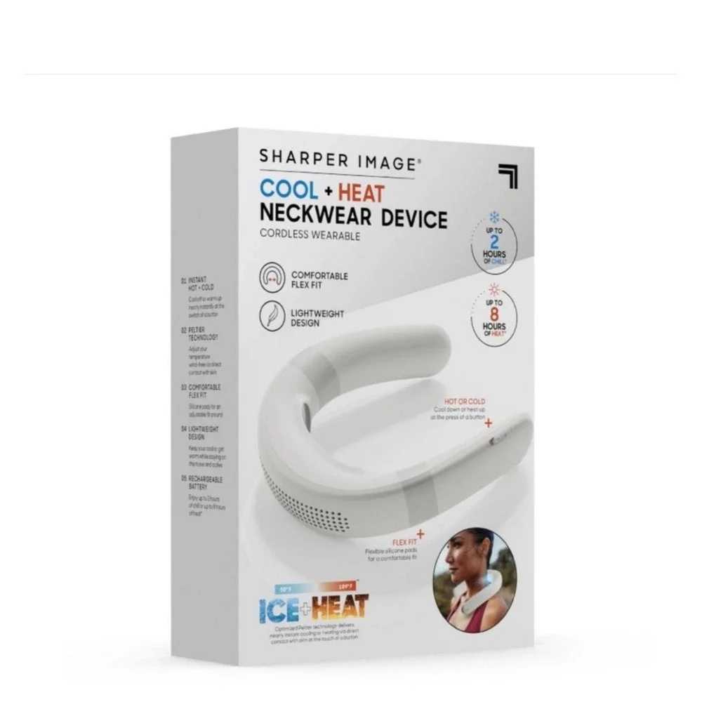 Sharper Image Cordless Cool & Heat Neckwear Device Black Rechargeable Portable‎